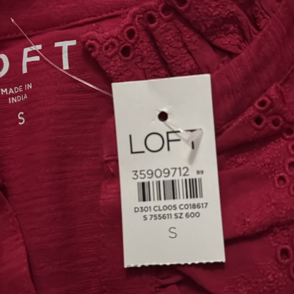 LOFT Eyelet Ruffle Henley Top - Picture 3 of 3